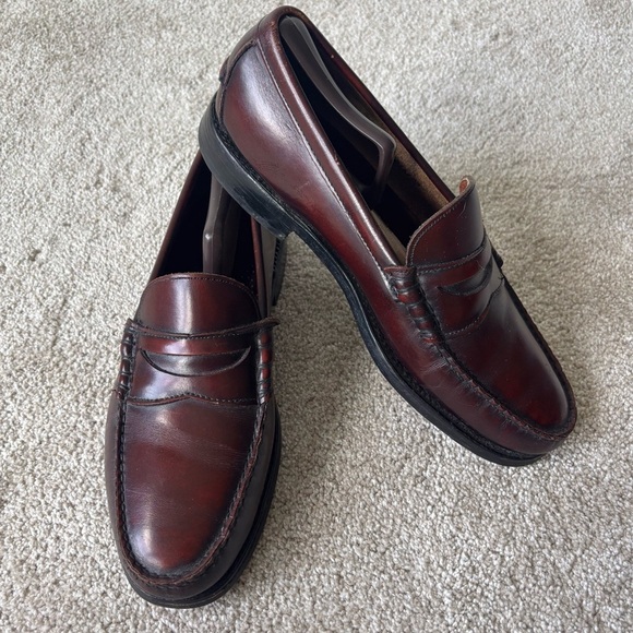 Hanover Burgundy Leather Penny Loafer Dress Shoe with Wood Shoe Keeper Formal - Picture 1 of 12
